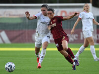 Monica Renzotti of A.C. Milan Femminile and Lucia Di Guglielmo of A.S. Roma Femminile are in action during the 7th day of the Serie A Femmin...