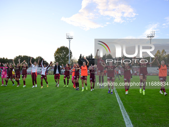 A.S. Roma Femminile team greets the fans during the 7th day of the Serie A Femminile eBay Championship between A.S. Roma and A.C. Milan Femm...