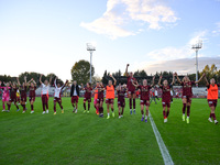 A.S. Roma Femminile team greets the fans during the 7th day of the Serie A Femminile eBay Championship between A.S. Roma and A.C. Milan Femm...