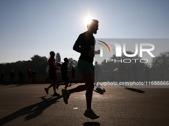 Competitors participate in the 10th Cracovia Royal Half Marathon at Tauron Arena in Krakow, Poland, on October 20, 2024. The Cracovia Royal...