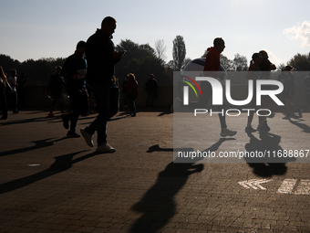 Competitors participate in the 10th Cracovia Royal Half Marathon at Tauron Arena in Krakow, Poland, on October 20, 2024. The Cracovia Royal...