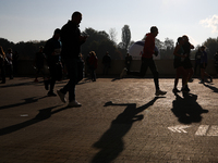 Competitors participate in the 10th Cracovia Royal Half Marathon at Tauron Arena in Krakow, Poland, on October 20, 2024. The Cracovia Royal...