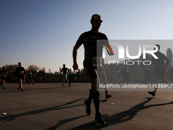 Competitors participate in the 10th Cracovia Royal Half Marathon at Tauron Arena in Krakow, Poland, on October 20, 2024. The Cracovia Royal...