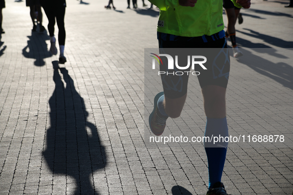 Competitors participate in the 10th Cracovia Royal Half Marathon at Tauron Arena in Krakow, Poland, on October 20, 2024. The Cracovia Royal...