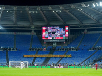 Supporters of Roma protest against AS Roma property during the Serie A Enilive match between AS Roma and FC Internazionale at Stadio Olimpic...