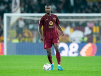 Evan Ndicka of AS Roma during the Serie A Enilive match between AS Roma and FC Internazionale at Stadio Olimpico on October 20, 2024 in Rome...