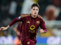 Nicola Zalewski of AS Roma during the Serie A Enilive match between AS Roma and FC Internazionale at Stadio Olimpico on October 20, 2024 in...