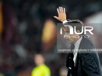 Simone Inzaghi head coach of FC Internazionale gestures during the Serie A Enilive match between AS Roma and FC Internazionale at Stadio Oli...