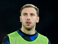 Carlos Augusto of FC Internazionale looks on during the Serie A Enilive match between AS Roma and FC Internazionale at Stadio Olimpico on Oc...