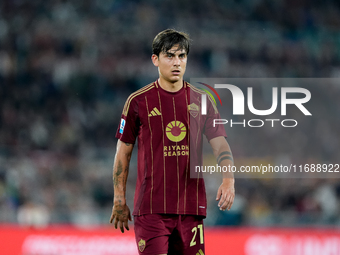 Paulo Dybala of AS Roma looks on during the Serie A Enilive match between AS Roma and FC Internazionale at Stadio Olimpico on October 20, 20...