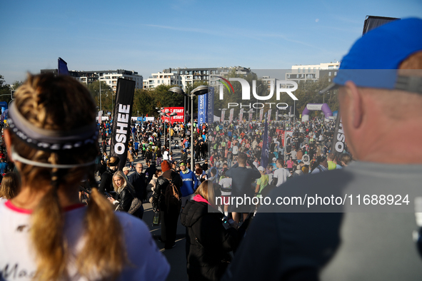 Competitors participate in the 10th Cracovia Royal Half Marathon at Tauron Arena in Krakow, Poland, on October 20, 2024. The Cracovia Royal...