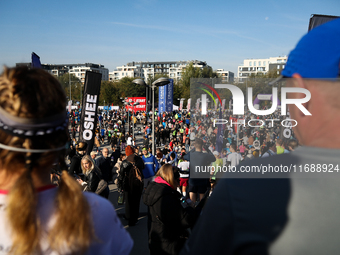 Competitors participate in the 10th Cracovia Royal Half Marathon at Tauron Arena in Krakow, Poland, on October 20, 2024. The Cracovia Royal...