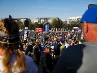 Competitors participate in the 10th Cracovia Royal Half Marathon at Tauron Arena in Krakow, Poland, on October 20, 2024. The Cracovia Royal...