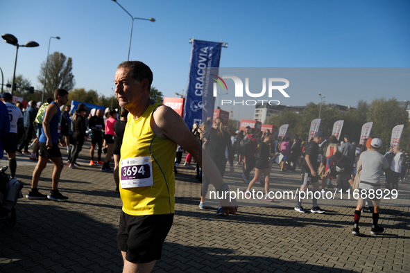 Competitors participate in the 10th Cracovia Royal Half Marathon at Tauron Arena in Krakow, Poland, on October 20, 2024. The Cracovia Royal...