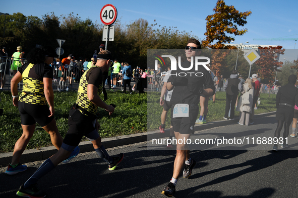 Competitors participate in the 10th Cracovia Royal Half Marathon at Tauron Arena in Krakow, Poland, on October 20, 2024. The Cracovia Royal...