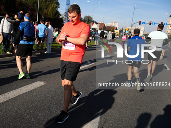 Competitors participate in the 10th Cracovia Royal Half Marathon at Tauron Arena in Krakow, Poland, on October 20, 2024. The Cracovia Royal...