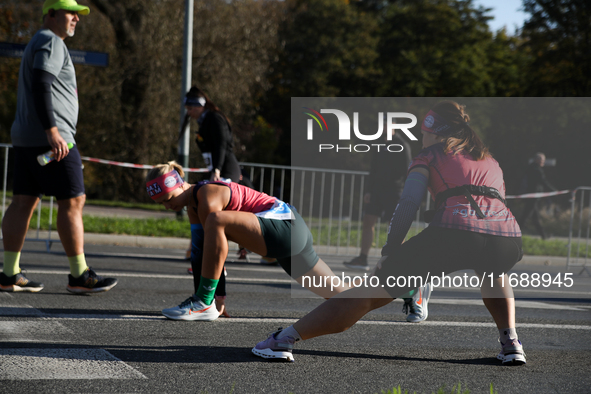 Competitors participate in the 10th Cracovia Royal Half Marathon at Tauron Arena in Krakow, Poland, on October 20, 2024. The Cracovia Royal...