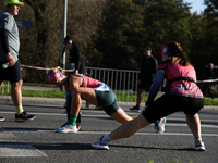 Competitors participate in the 10th Cracovia Royal Half Marathon at Tauron Arena in Krakow, Poland, on October 20, 2024. The Cracovia Royal...