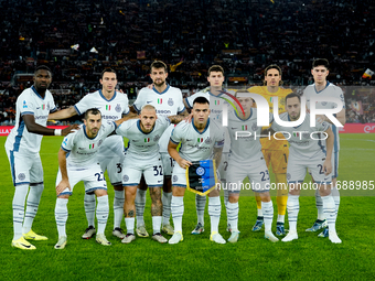 FC Internazionale line up during the Serie A Enilive match between AS Roma and FC Internazionale at Stadio Olimpico on October 20, 2024 in R...