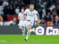 Lautaro Martinez of FC Internazionale during the Serie A Enilive match between AS Roma and FC Internazionale at Stadio Olimpico on October 2...