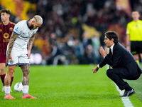 Simone Inzaghi head coach of FC Internazionale gives instructions to Federico Dimarco of FC Internazionale during the Serie A Enilive match...