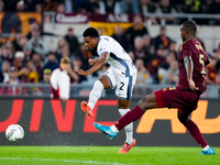 Denzel Dumfries of FC Internazionale during the Serie A Enilive match between AS Roma and FC Internazionale at Stadio Olimpico on October 20...