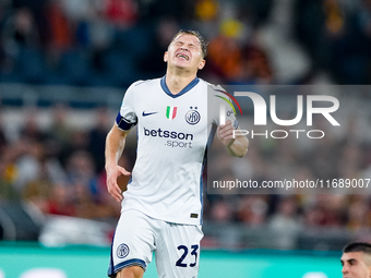 Nicolo Barella of FC Internazionale looks dejected during the Serie A Enilive match between AS Roma and FC Internazionale at Stadio Olimpico...