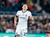 Nicolo Barella of FC Internazionale looks dejected during the Serie A Enilive match between AS Roma and FC Internazionale at Stadio Olimpico...