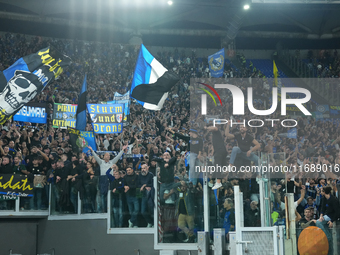 Supporters of FC Internazionale during the Serie A Enilive match between AS Roma and FC Internazionale at Stadio Olimpico on October 20, 202...