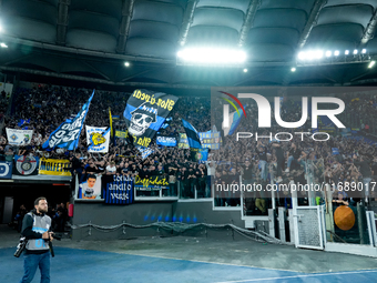 Supporters of FC Internazionale during the Serie A Enilive match between AS Roma and FC Internazionale at Stadio Olimpico on October 20, 202...