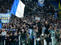 Supporters of FC Internazionale during the Serie A Enilive match between AS Roma and FC Internazionale at Stadio Olimpico on October 20, 202...