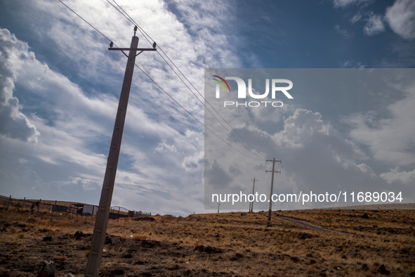 Electric poles are pictured on a road in a suburb of the historical city of Tabriz, located 624 km (388 miles) northwest of Tehran in the Ea...