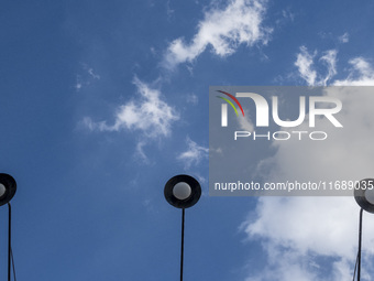 LED lamps are pictured outside a ceramic tile workshop in the suburb of the historical city of Tabriz, located 624 km (388 miles) northwest...