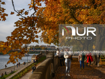 A sunny autumn day at the Vistula boulevards in Krakow, Poland on October 20th, 2024. (