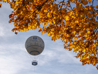 A sightseeing balloon is seen on a sunny autumn day in Krakow, Poland on October 20th, 2024. (