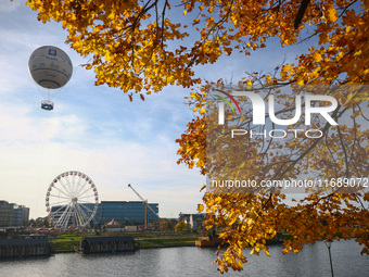 A sunny autumn day at the Vistula boulevards in Krakow, Poland on October 20th, 2024. (