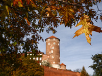 A sunny autumn day near the Wawel Castle in Krakow, Poland on October 20th, 2024. (