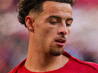 Liverpool's Curtis Jones warms up during the Premier League match between Liverpool and Chelsea at Anfield in Liverpool, England, on October...