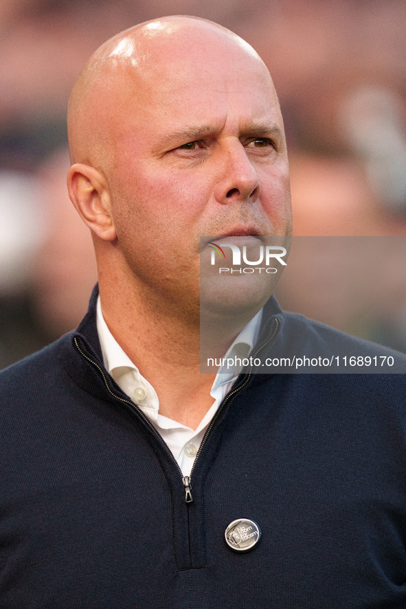 Liverpool manager Arne Slot is present during the Premier League match between Liverpool and Chelsea at Anfield in Liverpool, England, on Oc...