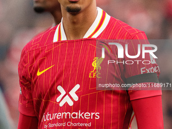 Trent Alexander-Arnold of Liverpool plays during the Premier League match between Liverpool and Chelsea at Anfield in Liverpool, England, on...