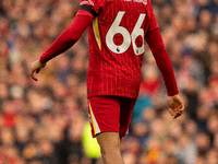 Trent Alexander-Arnold of Liverpool plays during the Premier League match between Liverpool and Chelsea at Anfield in Liverpool, England, on...