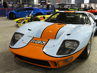 The Paris Motor Show 2024 in Paris, France, on October 14, 2024, features a Ford GT 40 MKI for sale at 319,990 Euros. (