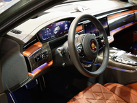 The dashboard of the Chinese car Hongqi Guoya is displayed at the Paris Motor Show 2024 in Paris, France, on October 14, 2024. (