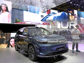 The Paris Motor Show 2024 features the Chinese car AITO 7 in Paris, France, on October 14, 2024. (