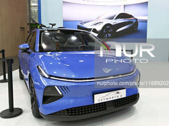 The Chinese car SKYWORTH Q is at the Paris Motor Show 2024 in Paris, France, on October 14, 2024. (