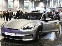 The American car Tesla Model S is at the Paris Motor Show 2024 in Paris, France, on October 14, 2024. (