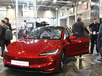 The American car Tesla Model 3 is at the Paris Motor Show 2024 in Paris, France, on October 14, 2024. (