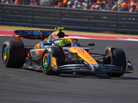 Lando Norris of the UK drives the McLaren F1 Team MCL38 Mercedes during the Formula 1 Pirelli United States Grand Prix 2024 in Austin, USA,...