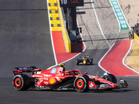 Carlos Sainz Jr. of Spain drives the (55) Scuderia Ferrari SF-24 Ferrari during the Formula 1 Pirelli United States Grand Prix 2024 in Austi...