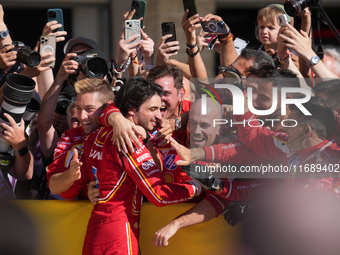 Carlos Sainz Jr. of Spain drives the (55) Scuderia Ferrari SF-24 Ferrari during the Formula 1 Pirelli United States Grand Prix 2024 in Austi...